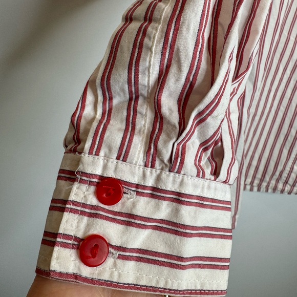 Vintage Betty Barclay Red White Striped hat embroidery Button-Up Shirt size 12 - Picture 6 of 12